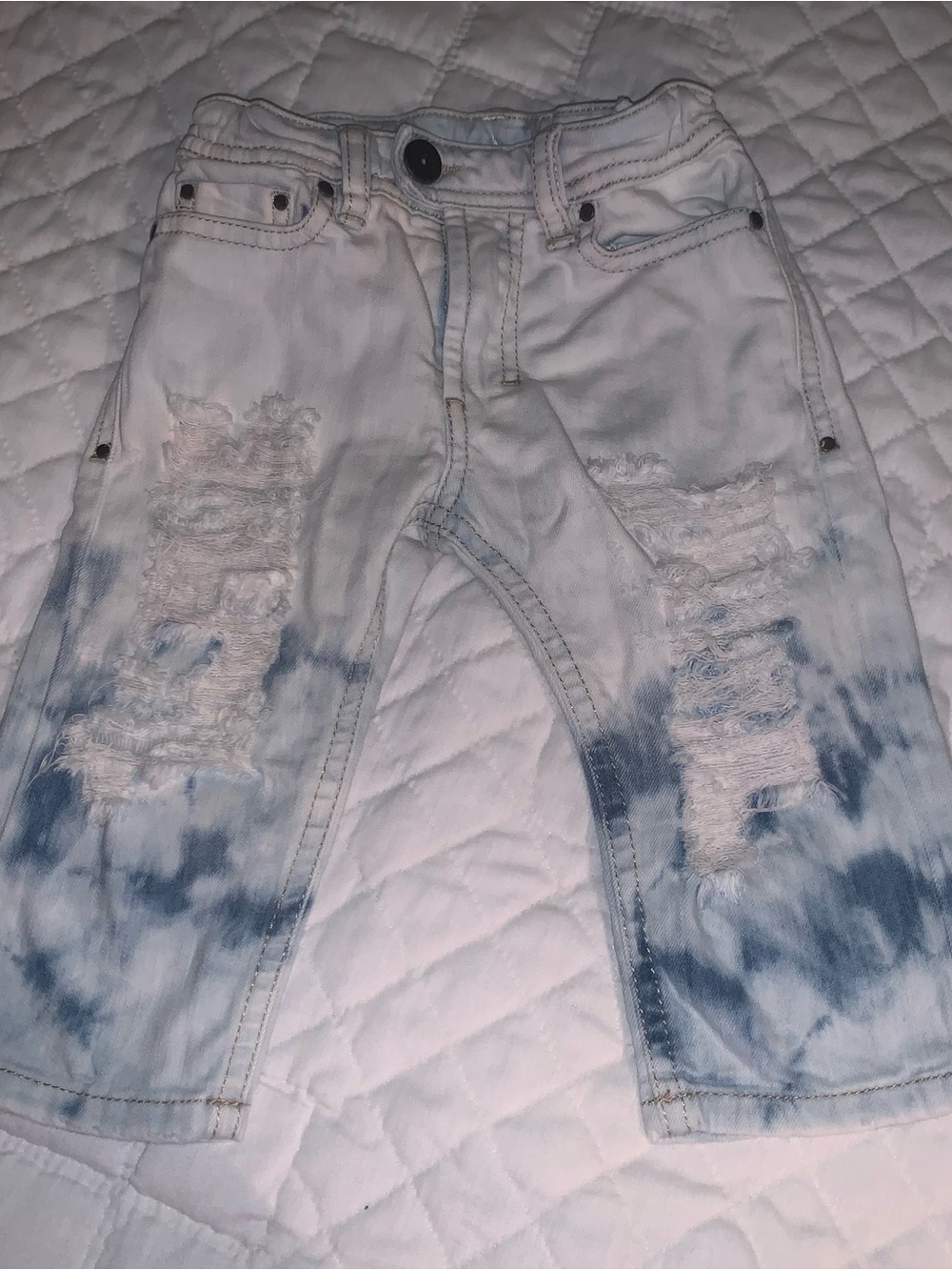 Diesel Kids Tie-Dye Light Blue White Distressed Jeans